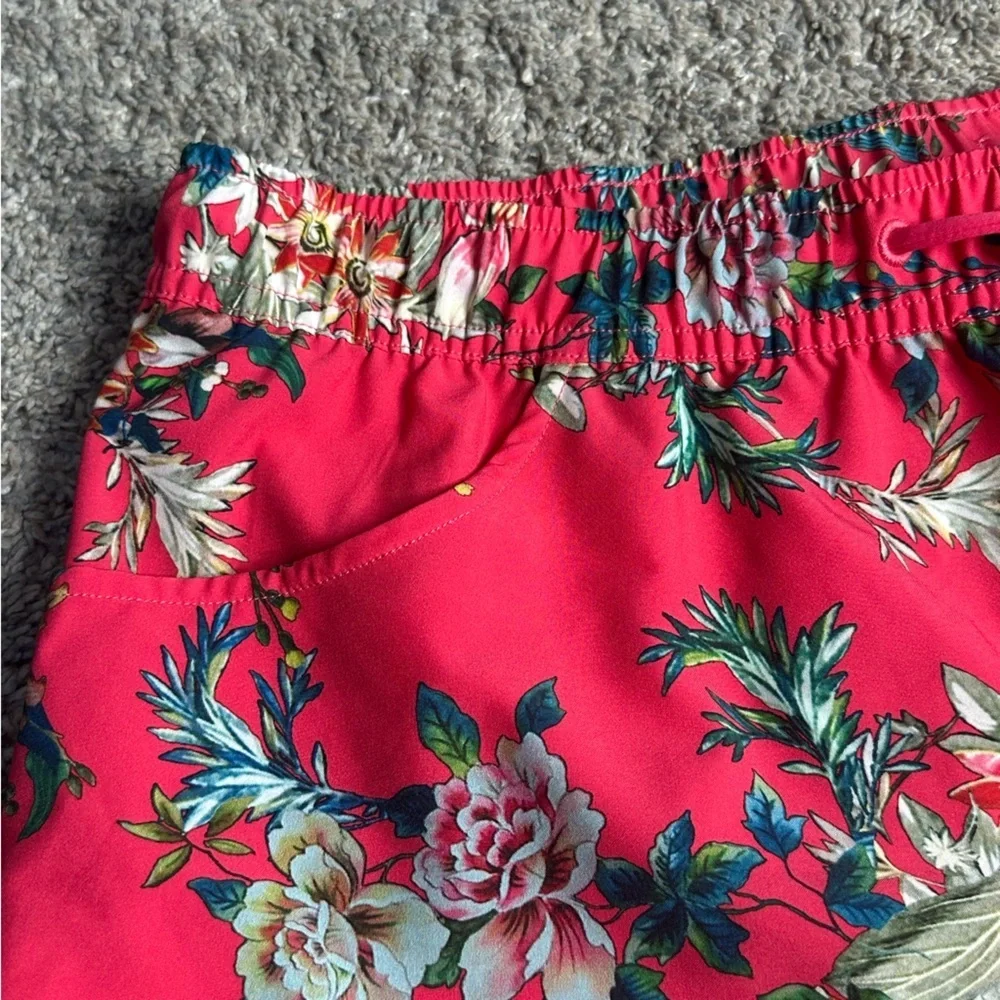 Johnny Was Malakye Board Shorts small coral birds tropical vacation floral trip